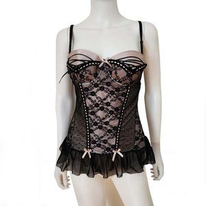 SEXKISS BEIGE Black Lace Padded Corset